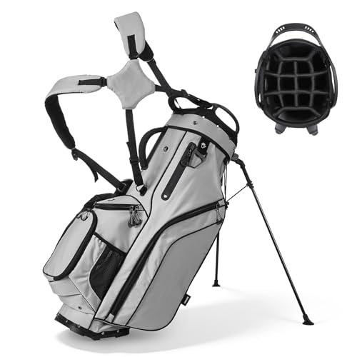 VEVOR Golf Cart Bag, 15/14/7 Way Top Divider Organizer, 2-in-1 Golf Club Bag with Full-Length Divider, Dual Shoulder Straps, Support Legs, Rain Hood, Storage Pockets, Lightweight Polyester for Men