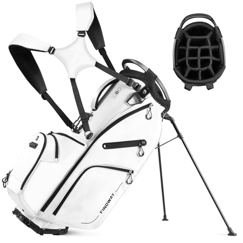Findway 14 Way Golf Stand Bag, Lightweight Golf Bag with Stand for Men Women, Golf Club Carry Bag with Dual Strap, Rain Cover, Multiple Pockets, Golf Ball Holder