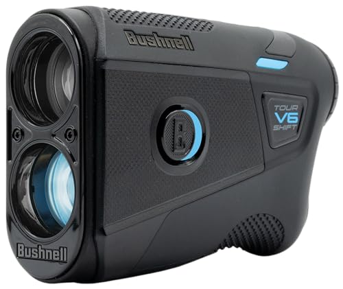 Bushnell Golf Tour V6 Shift Laser Rangefinder with Slope Compensation, 1300-Yard Range, Flag Lock Vibration, Magnetic Cart Mount, 6X Magnification, Waterproof – Tournament Legal