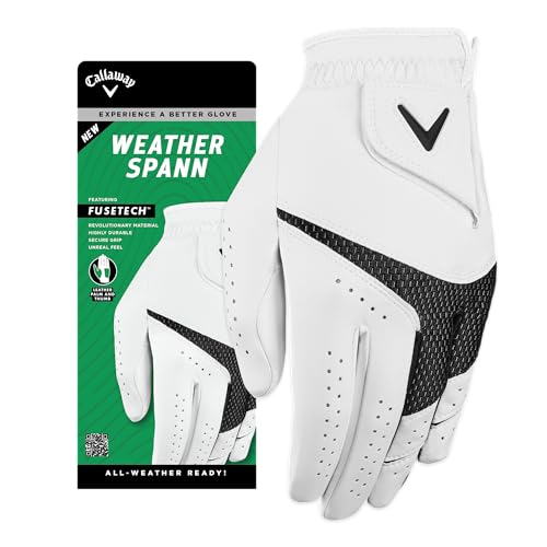Callaway Callaway Golf Weather Spann Glove (Worn on Right Hand,White,M — Build quality and design details up close