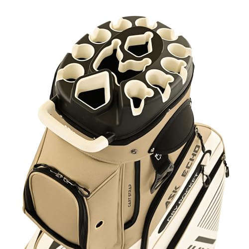 ASK ECHO T-Lock Golf Cart Bag with 14 Way Organizer Divider Top, Premium Cart Bag with Handles and Rain Cover, for Men